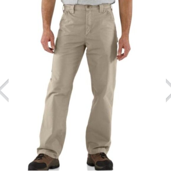 Carhartt Mens 31x30 Loose Original Fit Solid Unlined Dungaree Work Pant B151-TAN - Picture 1 of 9